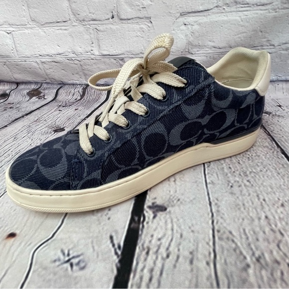 Coach Denim Signature Jacquard Lowtop Sneakers Navy Blue size 9 - Picture 3 of 11